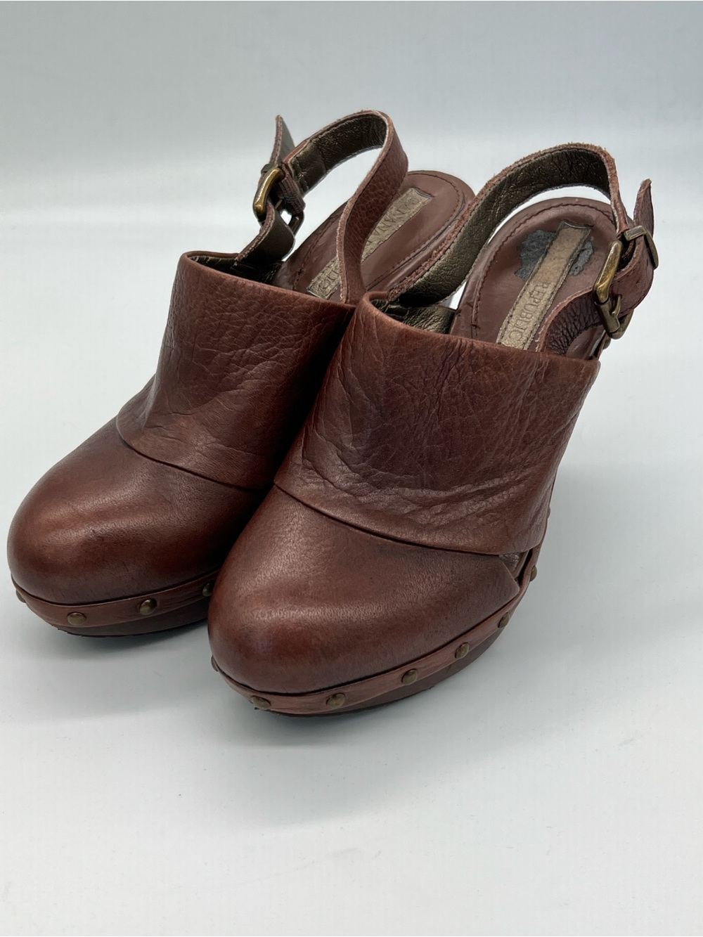 Banana Republic Brown Leather Slingback Clog Heels